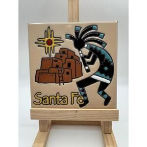 Vtg 1990s Earthtones Kokopellis Clay Tile Trivets Hohokam Flute Player Santa Fe